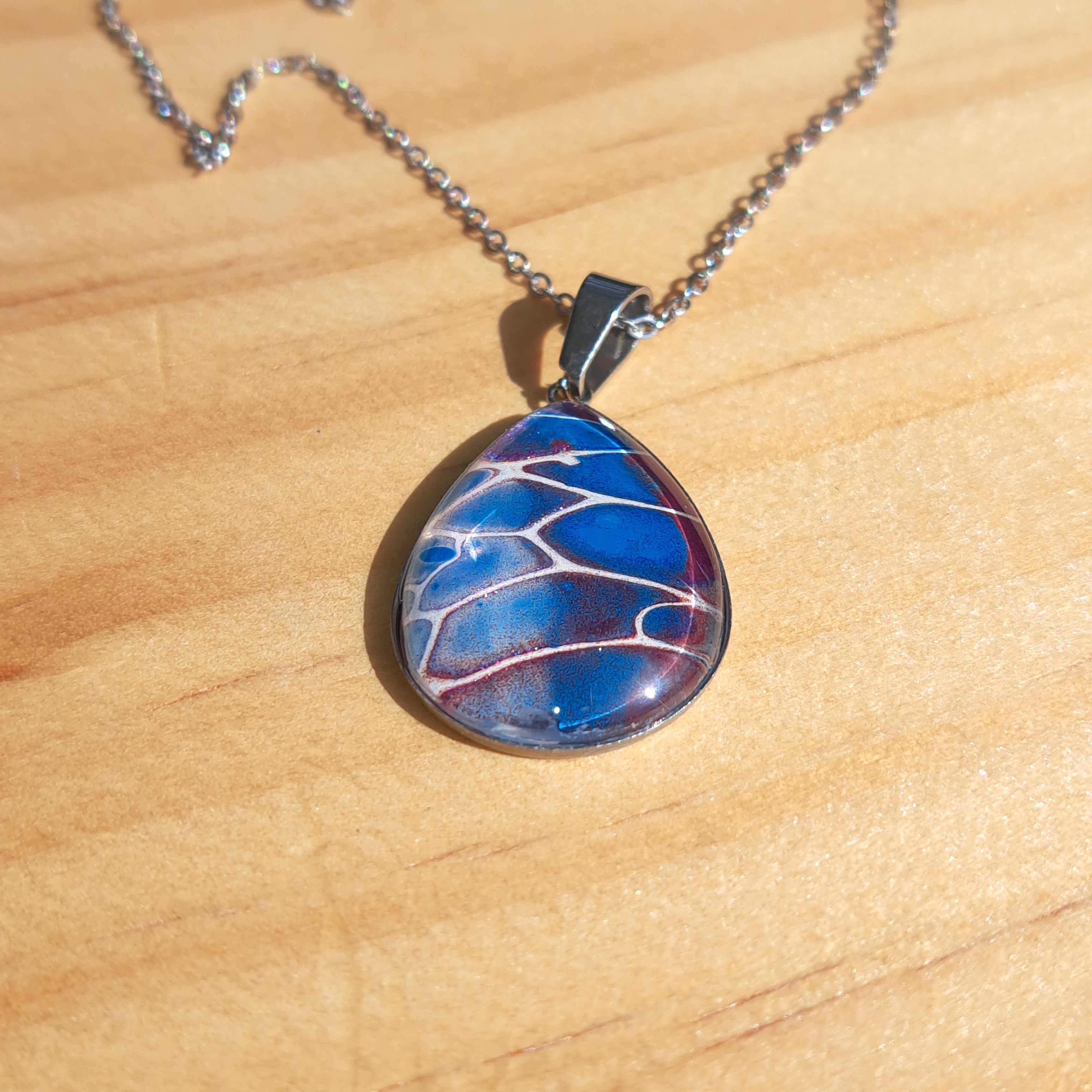 P1017 Turquoise and Magenta Teardrop Necklace