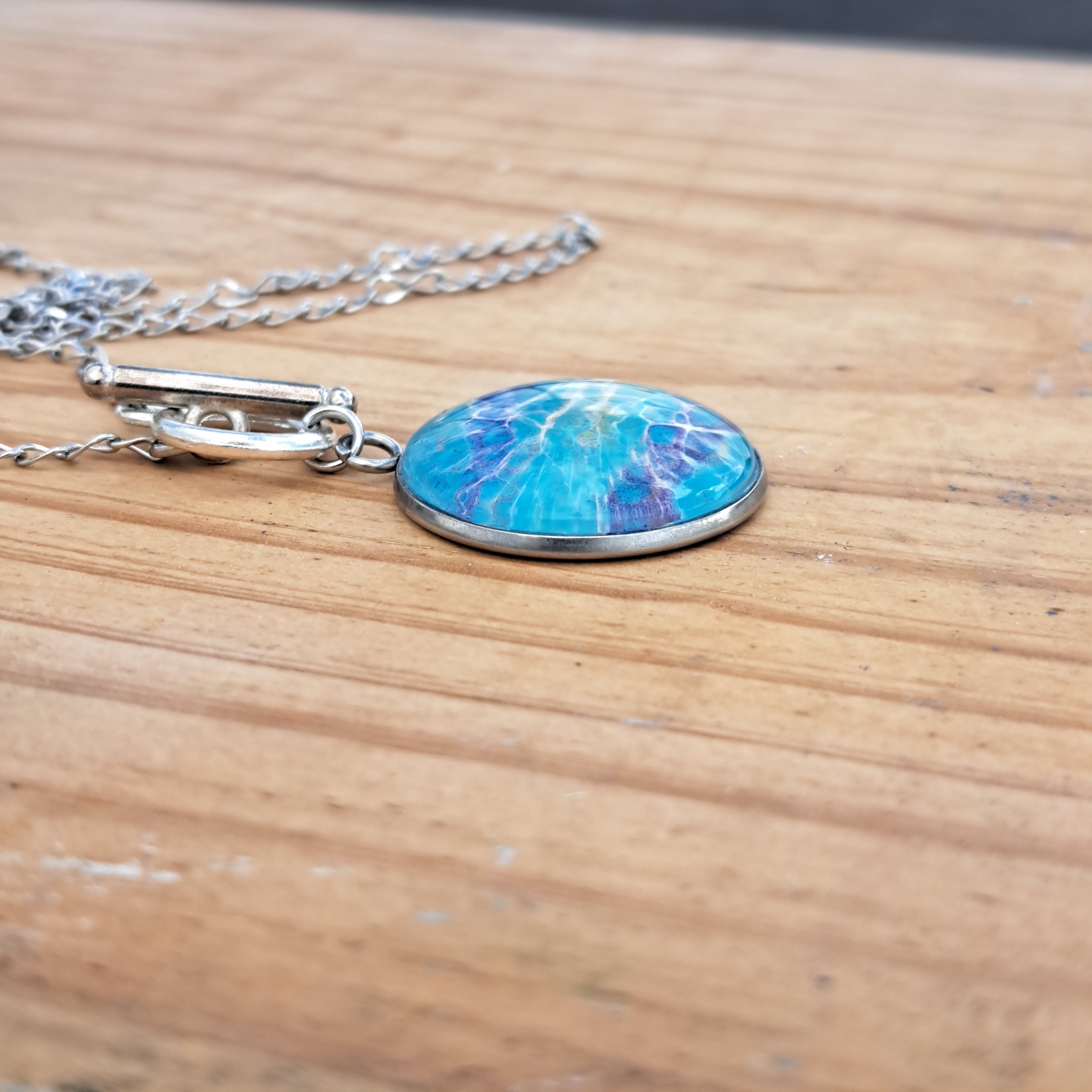 TR1002 Blues Round Setting - Hand Painted Jewelry | ArtSea by Dee