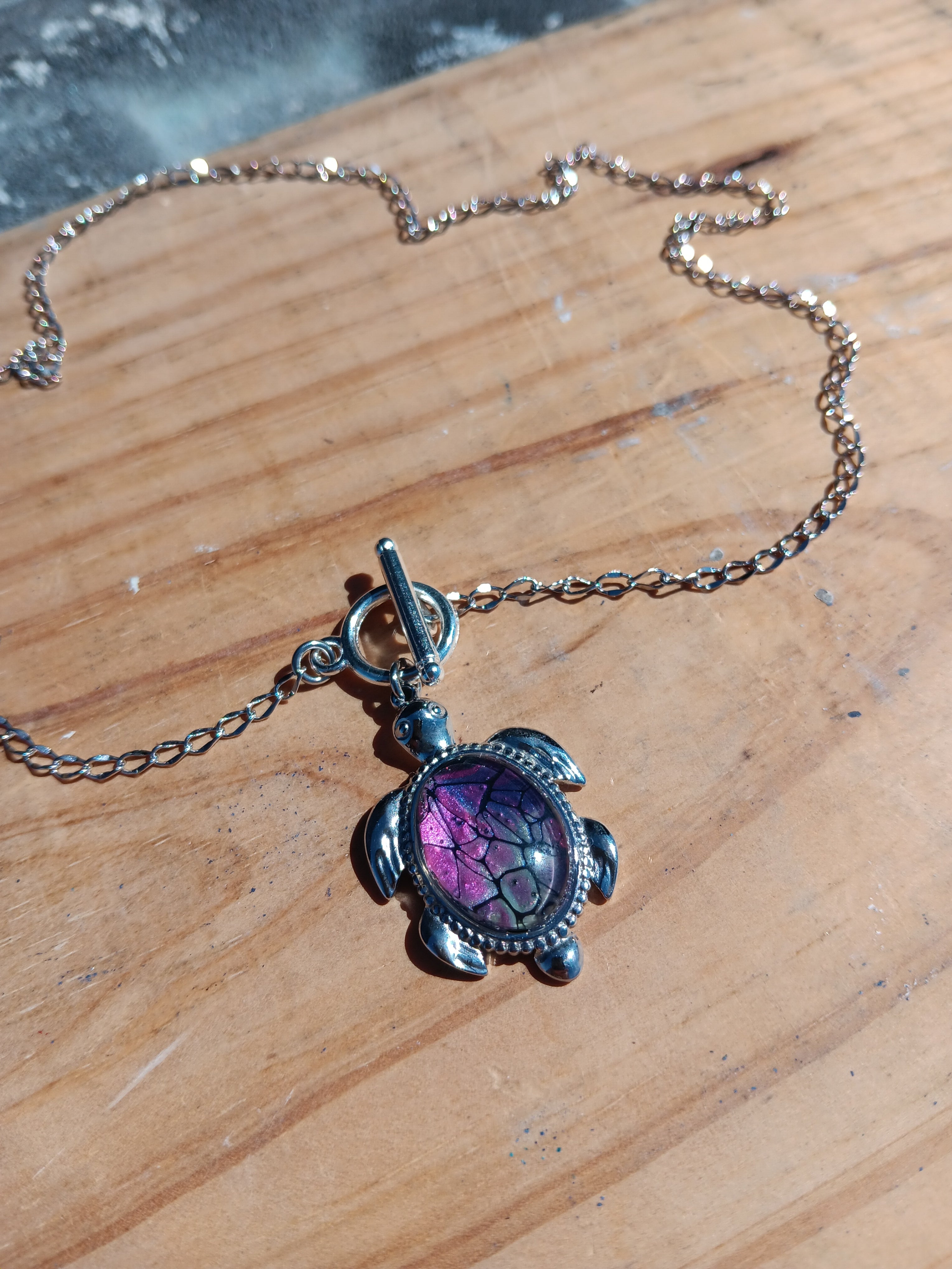 ST1012 Pink and Silver Turtle