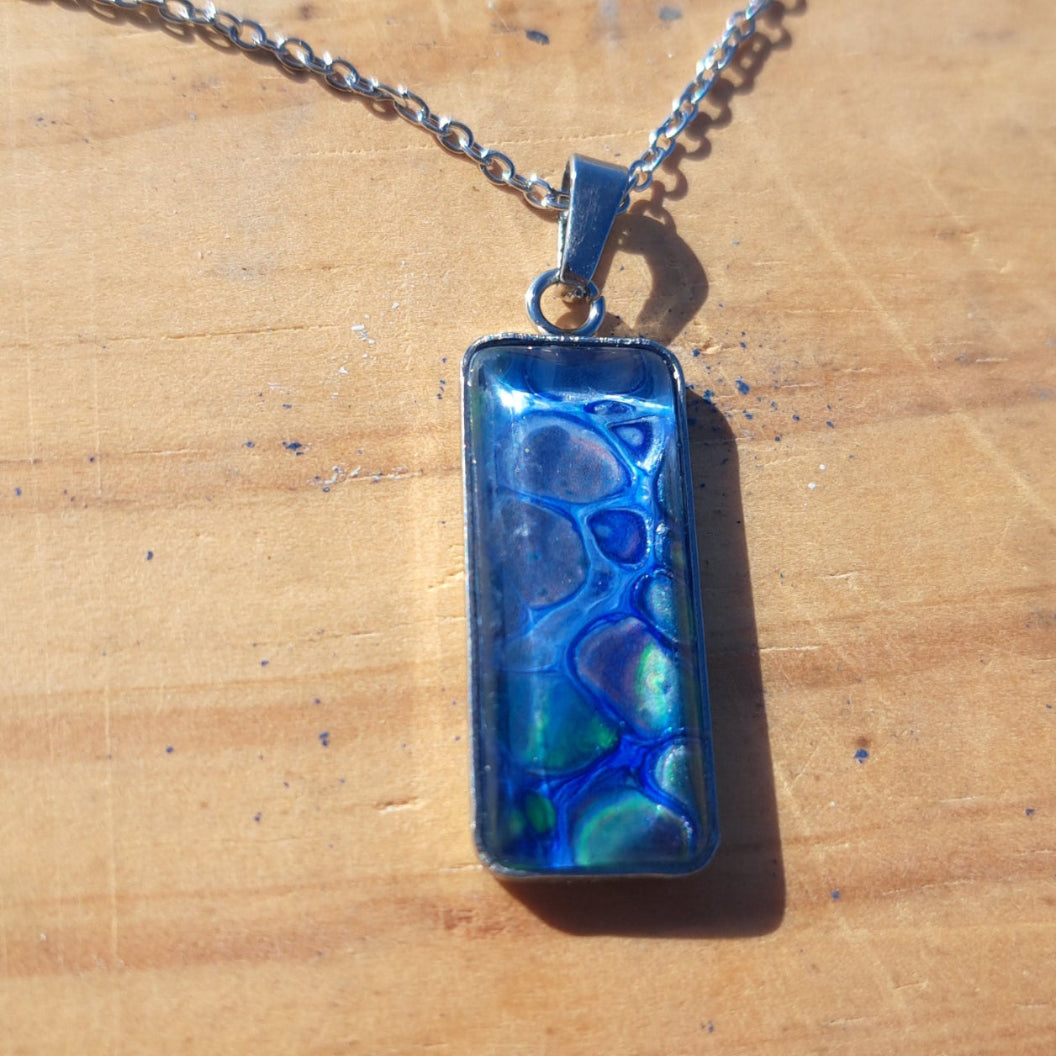 P1014 Green and Purple Rectangle Necklace | ArtSea by Dee