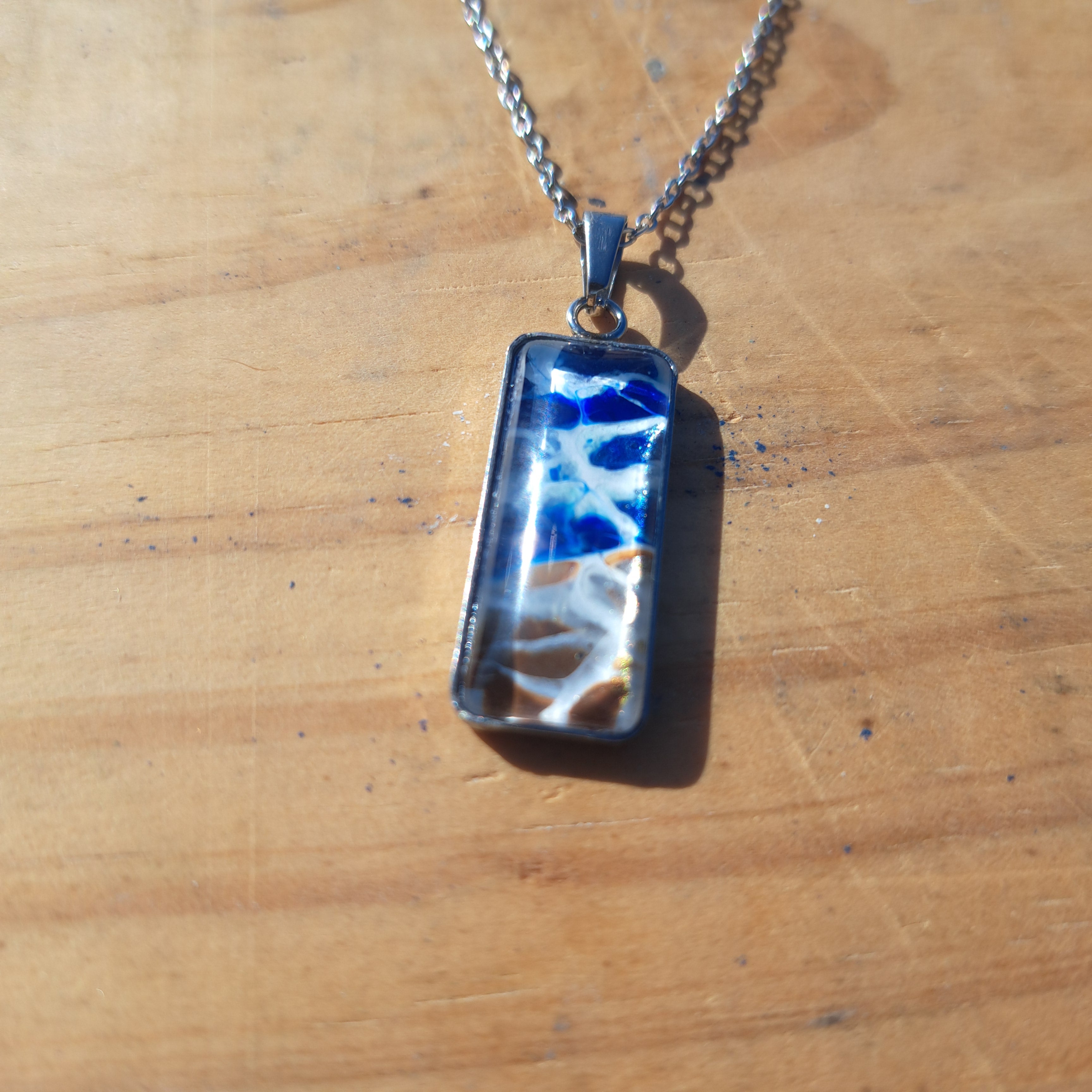 P1014 Green and Purple Rectangle Necklace | ArtSea by Dee