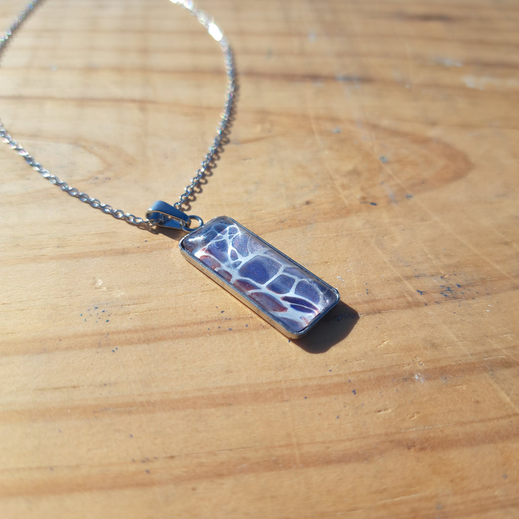 P1016 Pink and Purple Rectangle Necklace | ArtSea by Dee