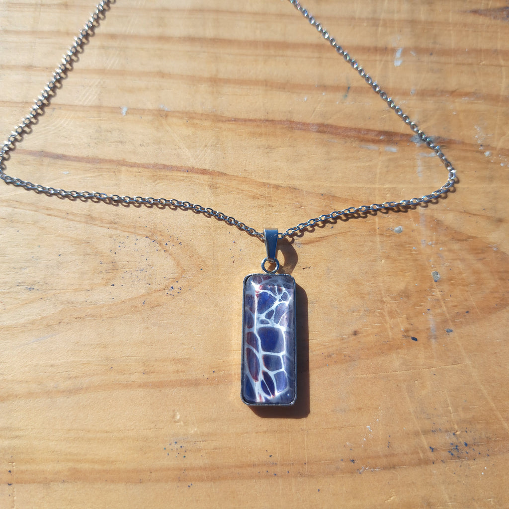 P1016 Pink and Purple Rectangle Necklace | ArtSea by Dee