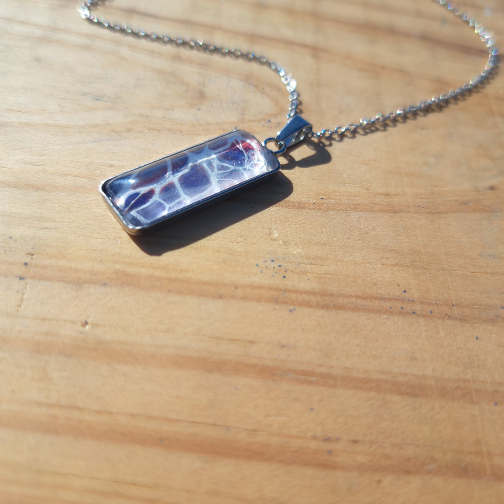 P1016 Pink and Purple Rectangle Necklace | ArtSea by Dee
