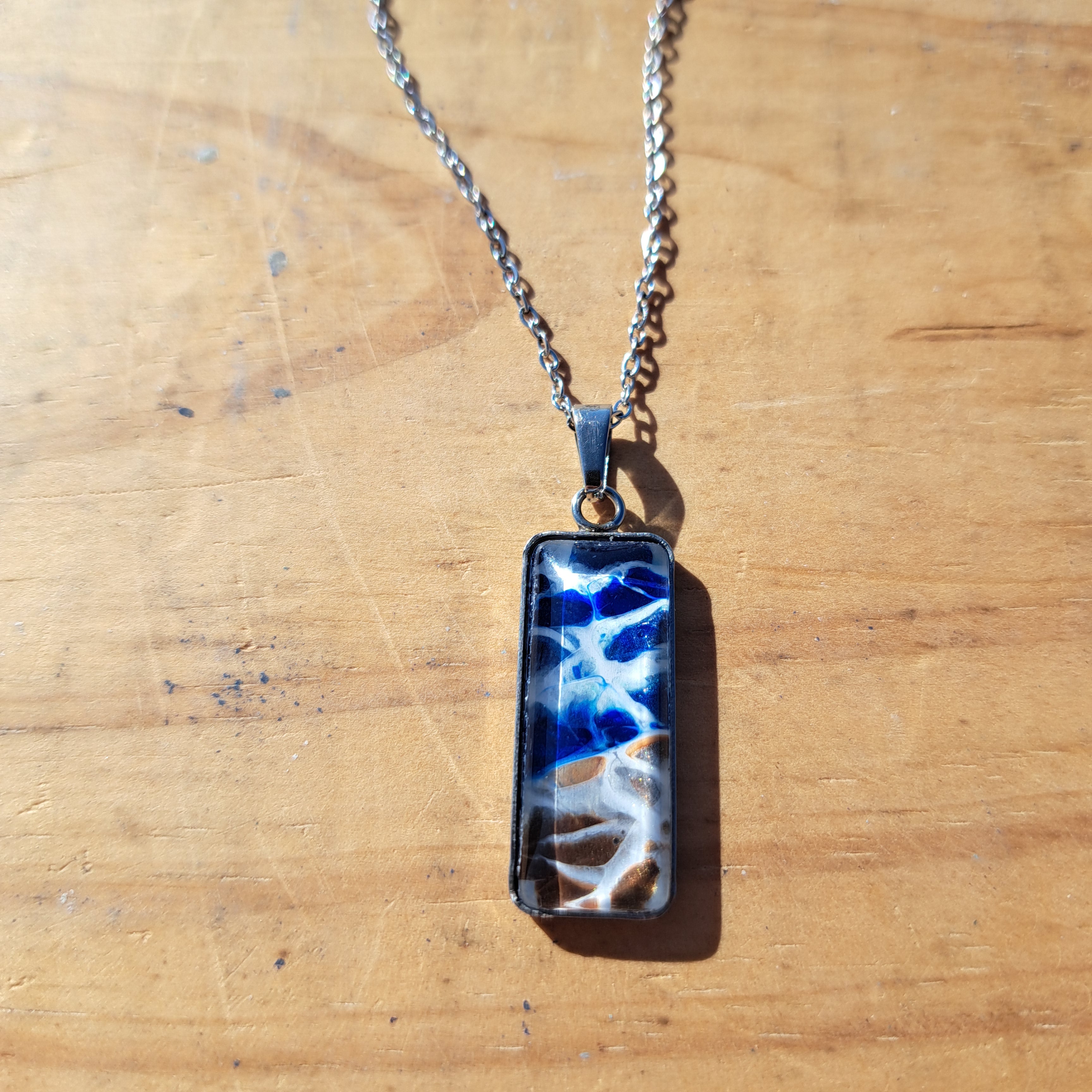 P1014 Green and Purple Rectangle Necklace | ArtSea by Dee