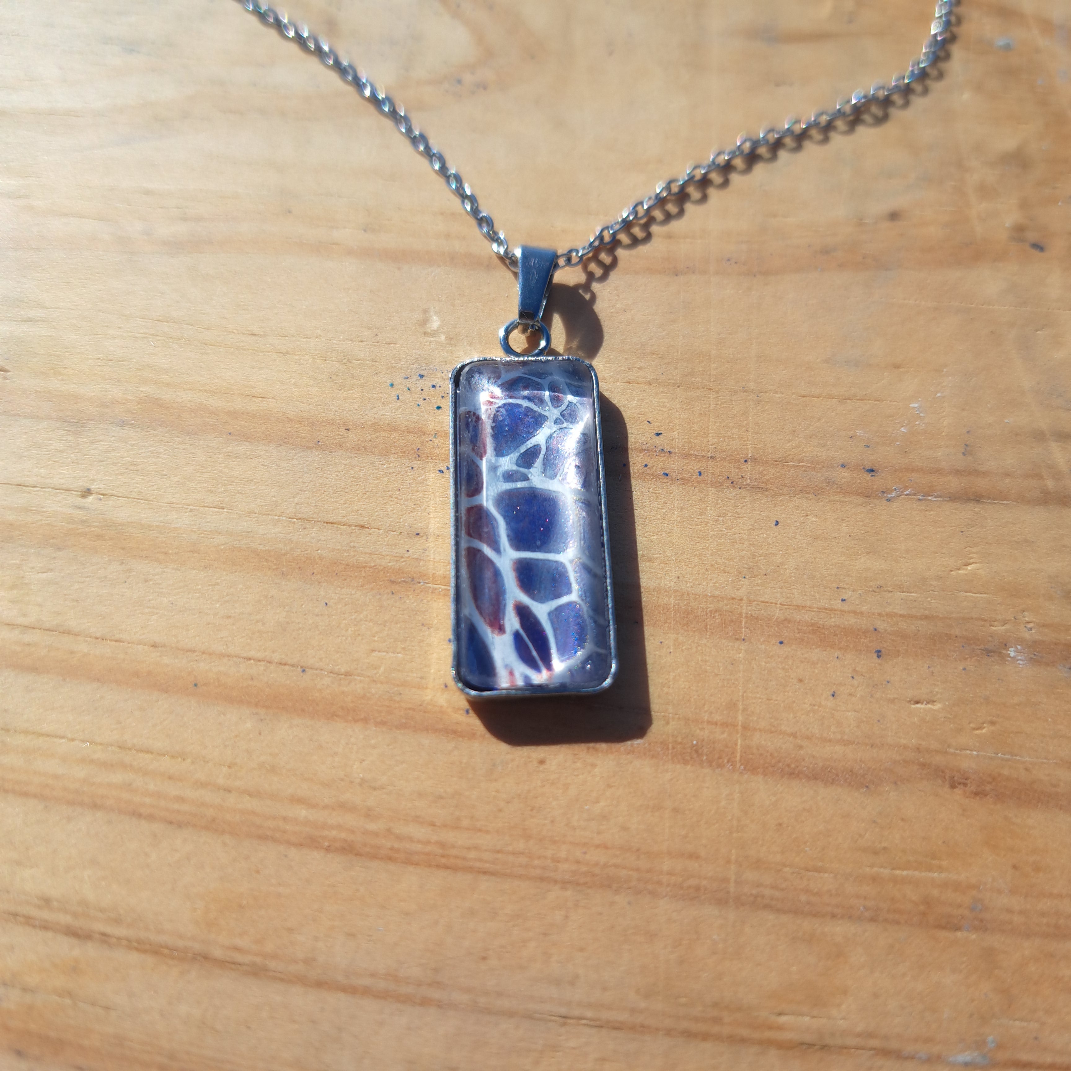 P1014 Green and Purple Rectangle Necklace | ArtSea by Dee